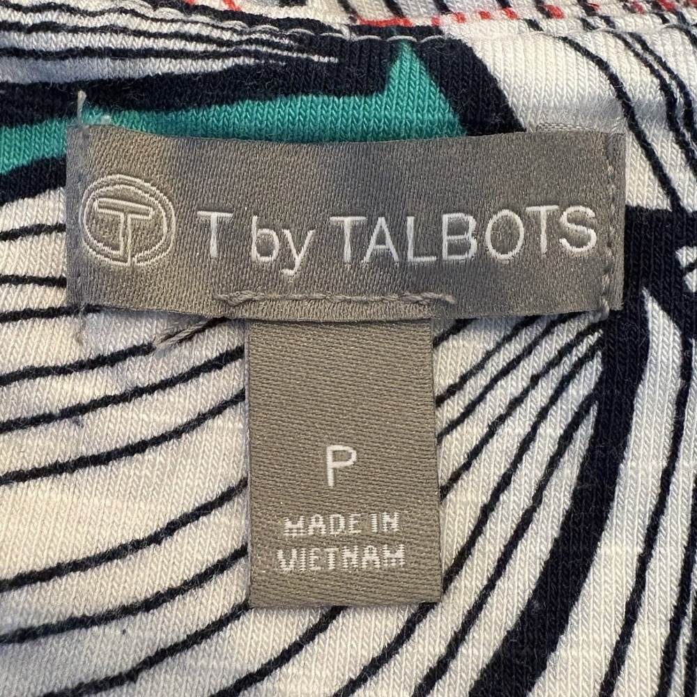T by Talbots Womens Petite Teal Floral Knit Sleeveless Pocket Dress P VN4900 - Picture 5 of 8